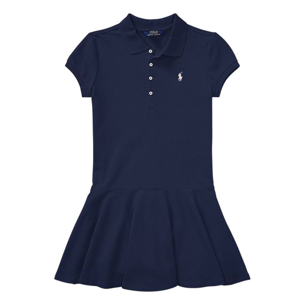 Ralph Lauren Girls Pique Fitted Polo Shirt Dress / Navy Blue